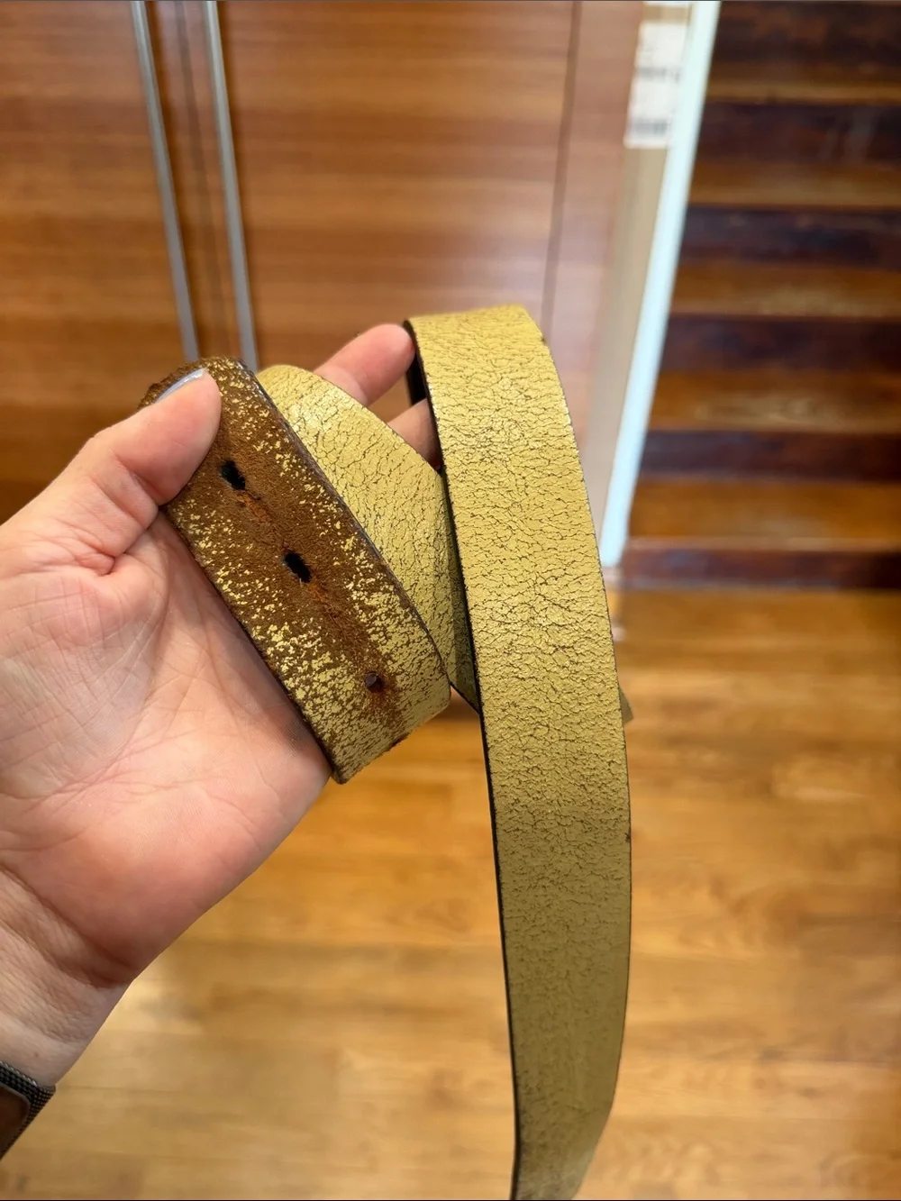 Vintage Brown Tooled Leather Men’s Belt with Antiqued Brass Buckle